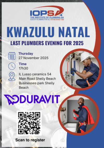 Don’t miss out on IOPSA KZN’s final Plumber’s Evening of 2025.