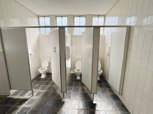 The original toilet stalls.