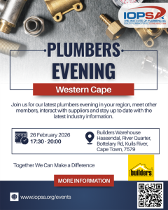 IOPSA will be hosting a Plumber’s Evening in Cape Town on 26 February 2026.